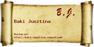 Baki Jusztina névjegykártya
